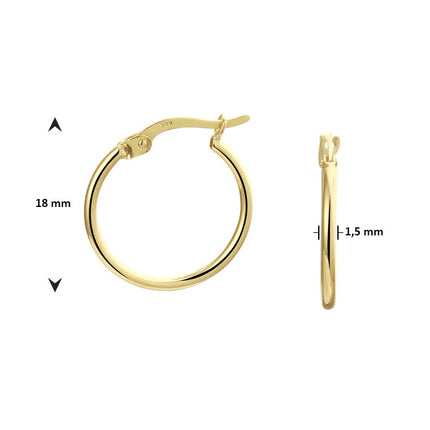 Gouden klapoorringen 18 mm