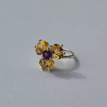 Ring met citrien en amethist