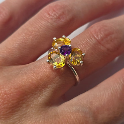 Ring met citrien en amethist