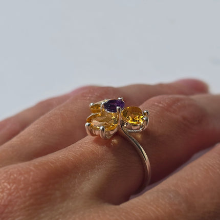 Ring met citrien en amethist