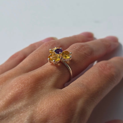 Ring met citrien en amethist