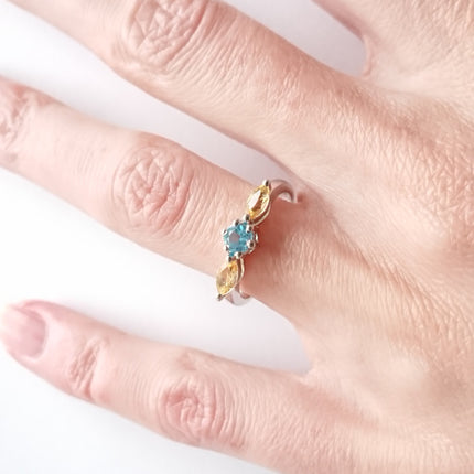 Ring met topaas en citrien