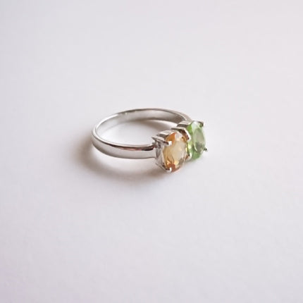 Ring met peridoot en citrien
