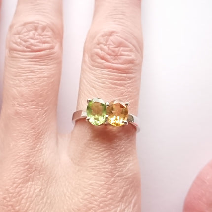 Ring met peridoot en citrien