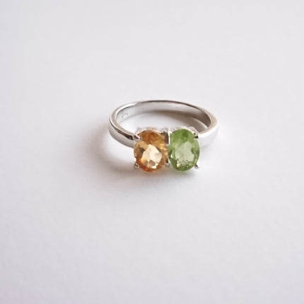 Ring met peridoot en citrien