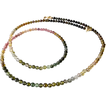 Toermalijn collier, 45 cm, 14k