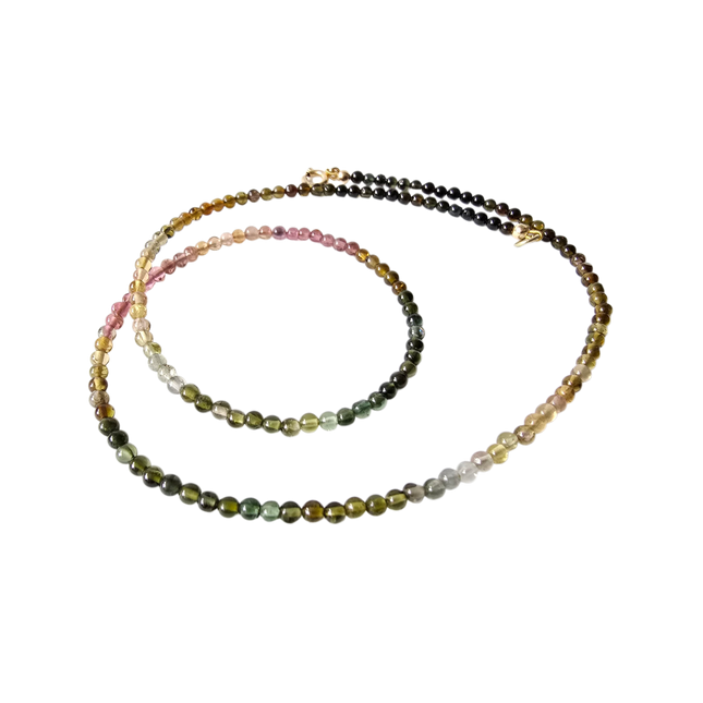 Toermalijn collier, 45 cm, 14k