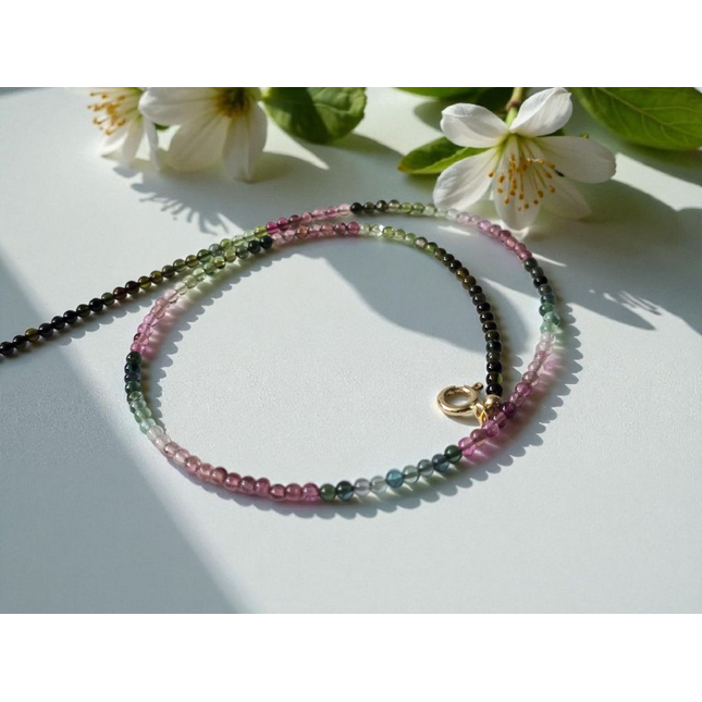Toermalijn collier, 40 cm, 14k